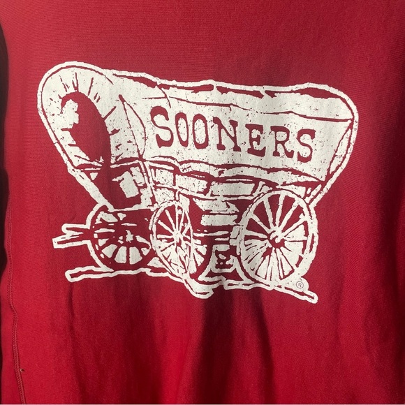 Champion Vintage Oklahoma Sooners Sweatshirt Reverse Weave Maroon OSU Wagon sz M - Picture 3 of 6